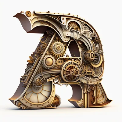 Steampunk Letter A With Intricate Mechanical Gear Details