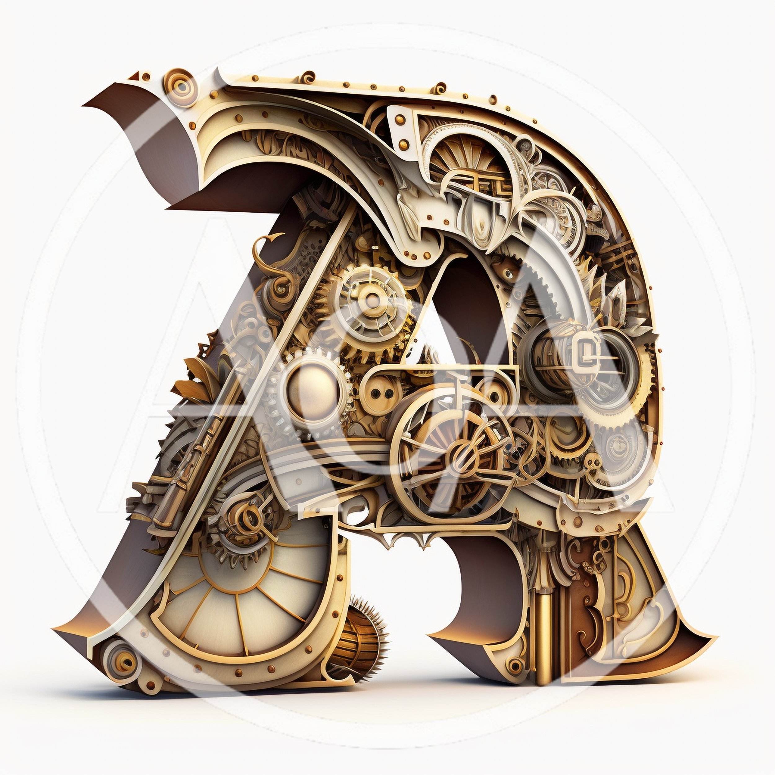 Steampunk Letter A With Intricate Mechanical Gear Details