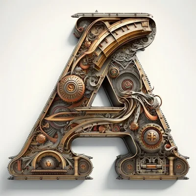 Steampunk Letter A Typography Design