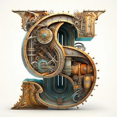 Steampunk Style Letter S Typography Design