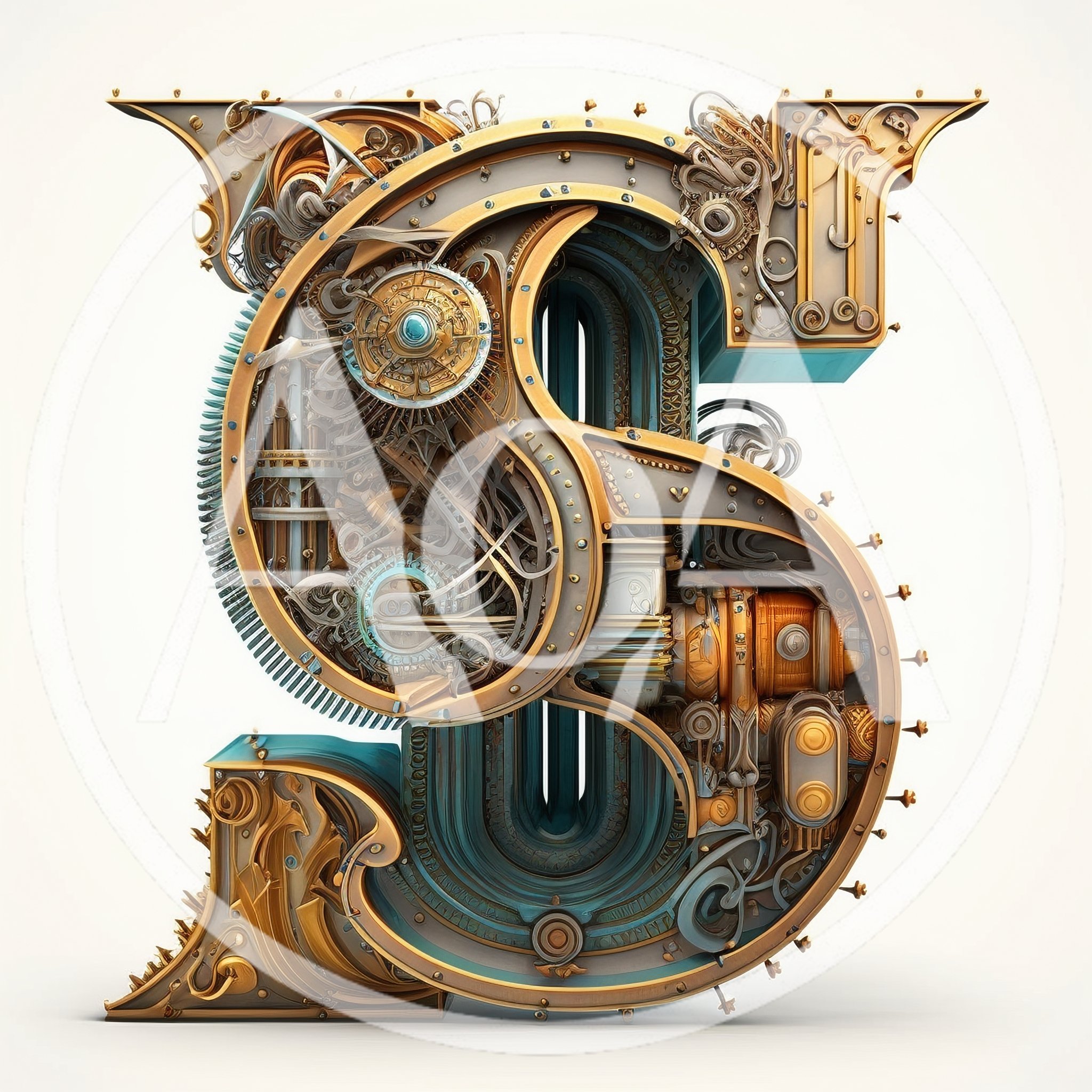 Steampunk Style Letter S Typography Design