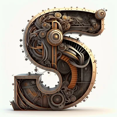 Steampunk Style Number Five Typography Design