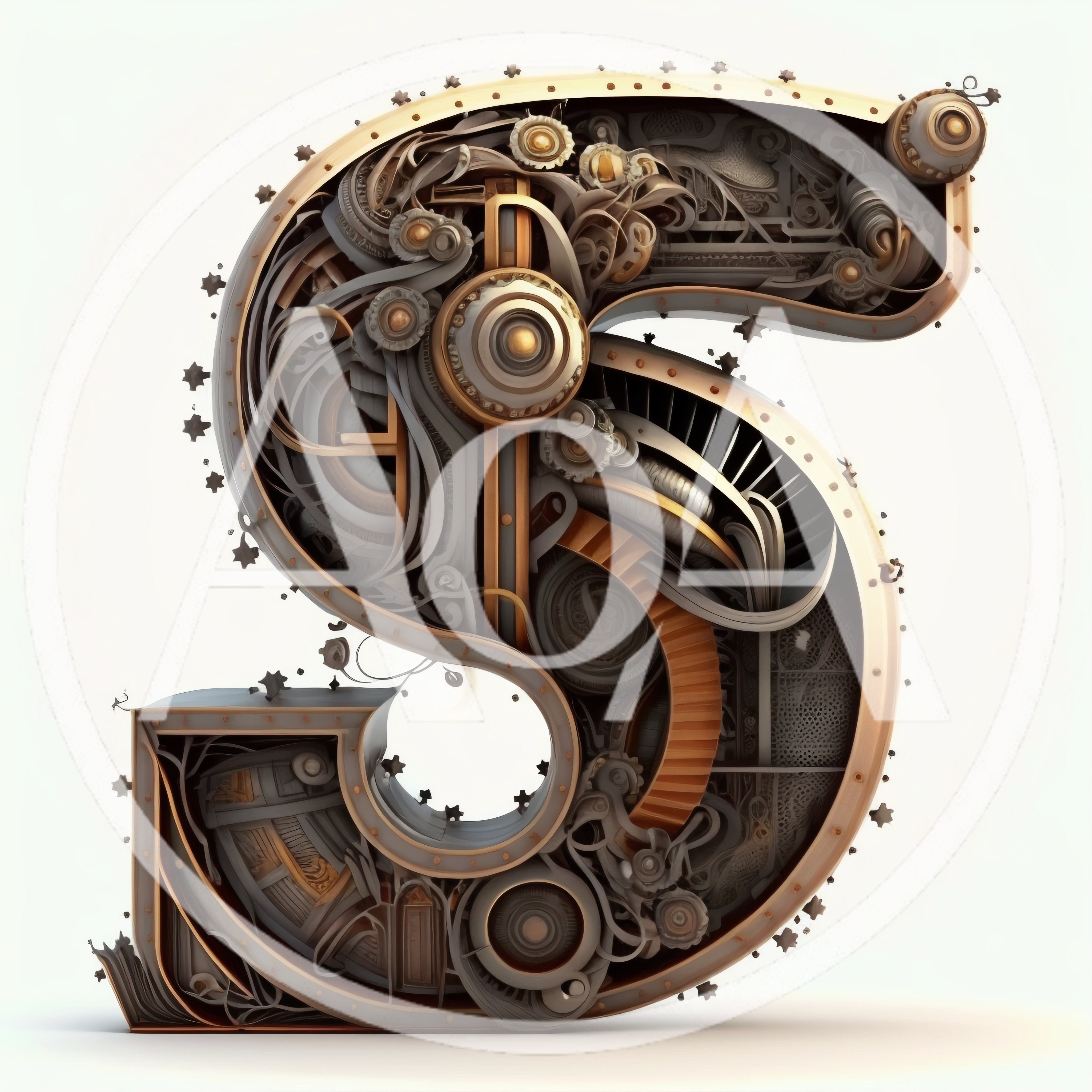 Steampunk Style Number Five Typography Design
