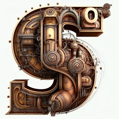 Steampunk Style Letter S Typography Design