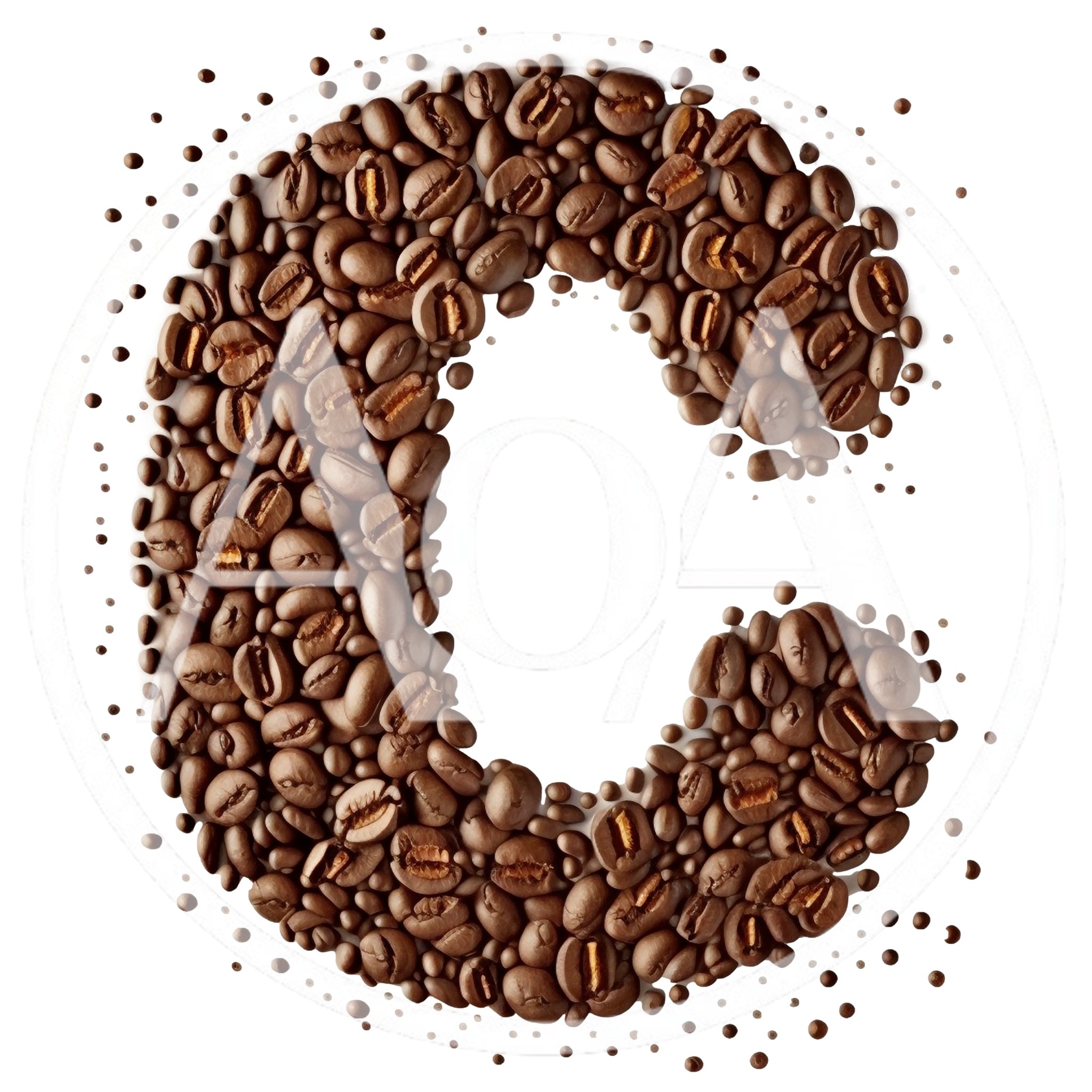 Letter C Formed From Roasted Coffee Beans