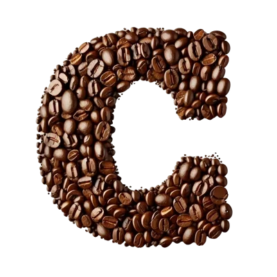 Letter C Formed From Roasted Coffee Beans