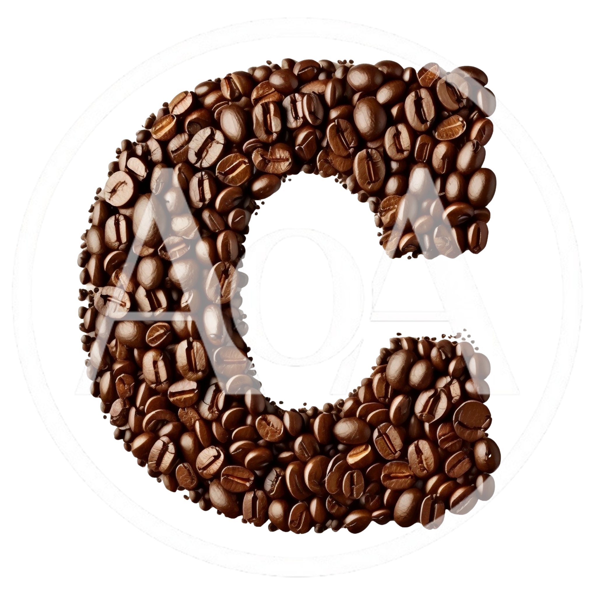 Letter C Formed From Roasted Coffee Beans