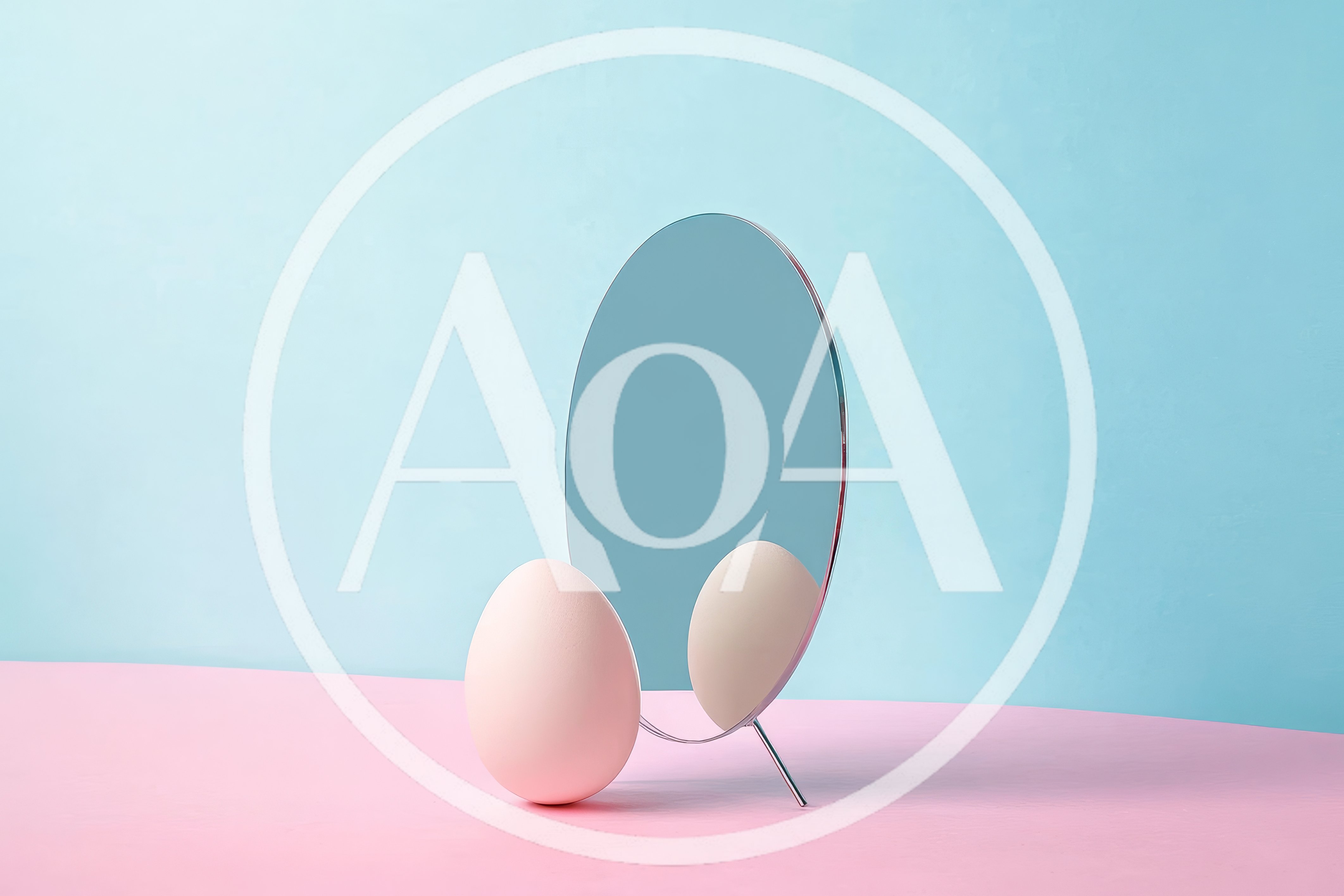 Minimalist Still Life With Pink Egg And Mirror