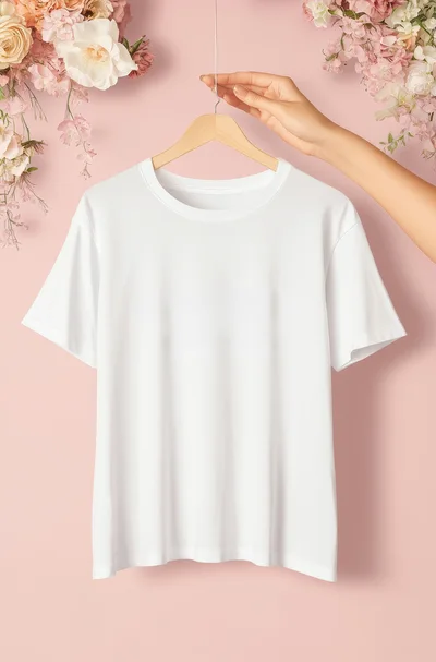 Hand Holding A Blank White T-Shirt On A Hanger