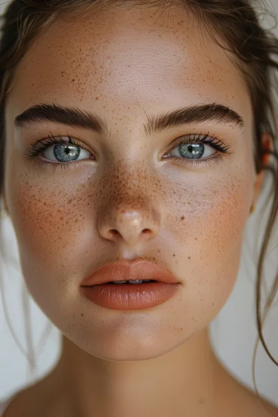 Close Up Portrait Of A Woman With Freckles