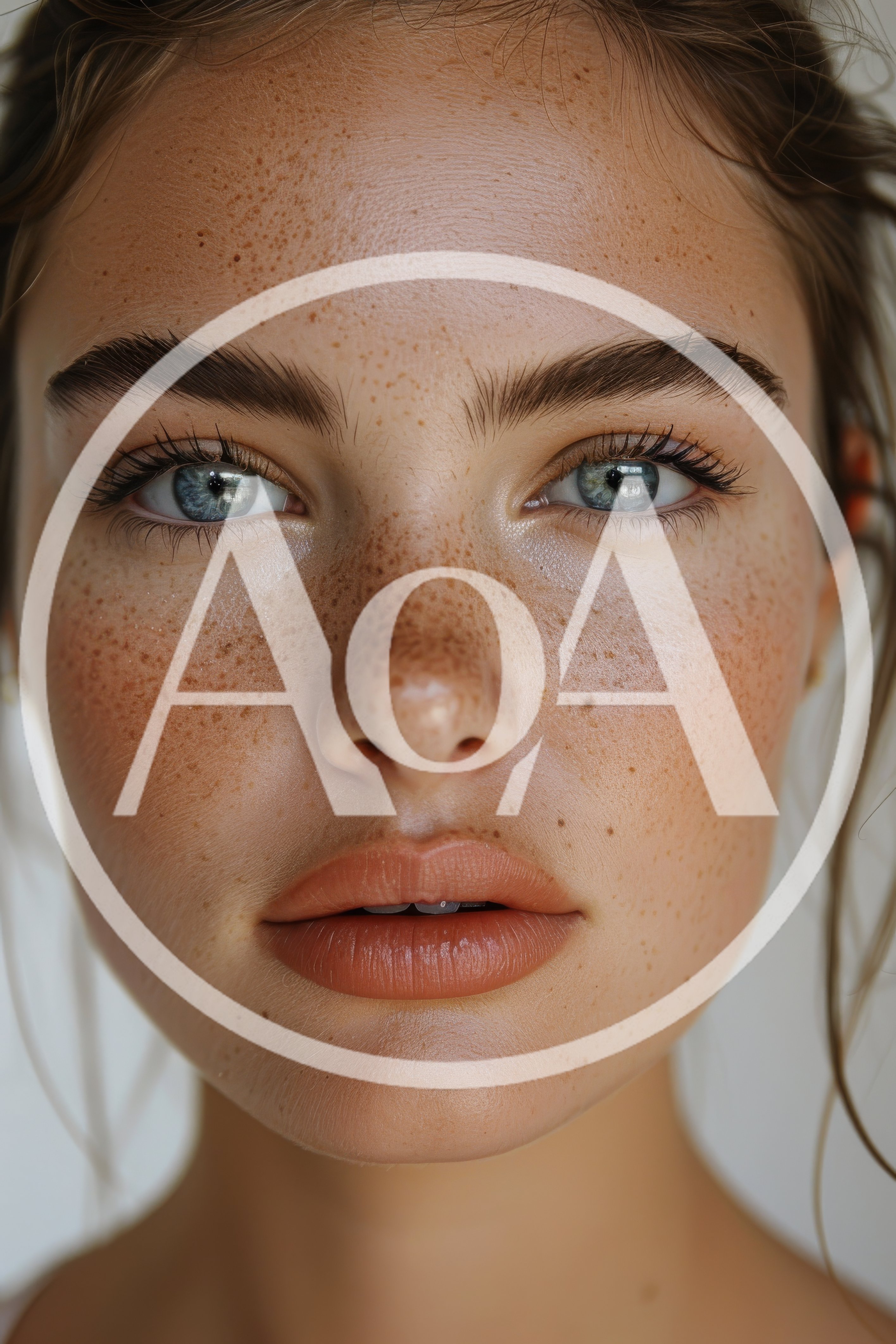 Close Up Portrait Of A Woman With Freckles