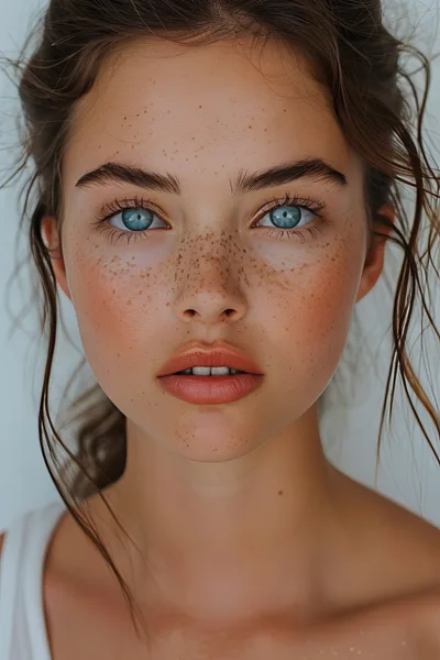 Portrait Of A Young Woman With Freckles