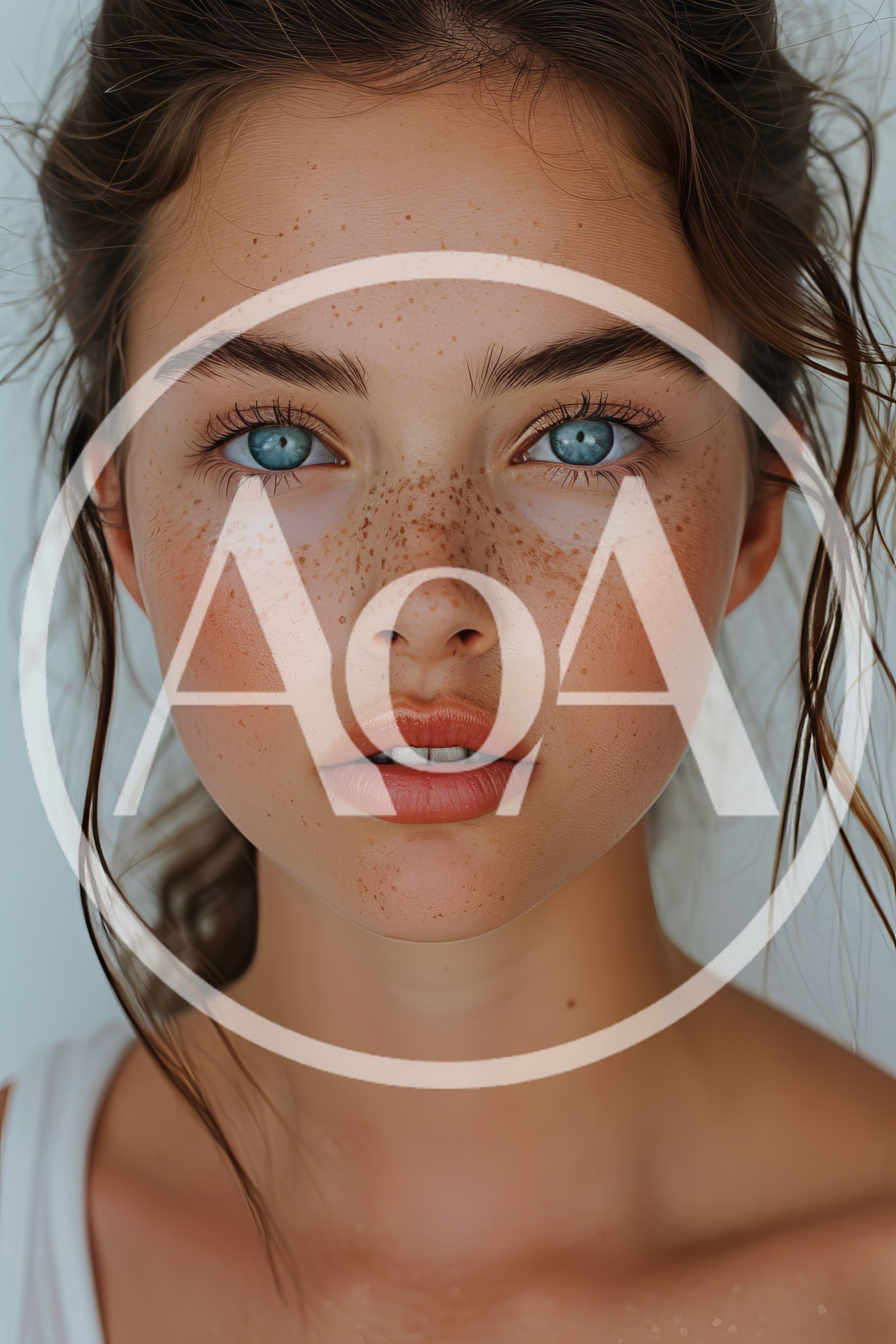 Portrait Of A Young Woman With Freckles
