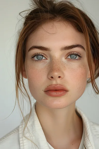 Portrait Of A Young Woman With Freckles