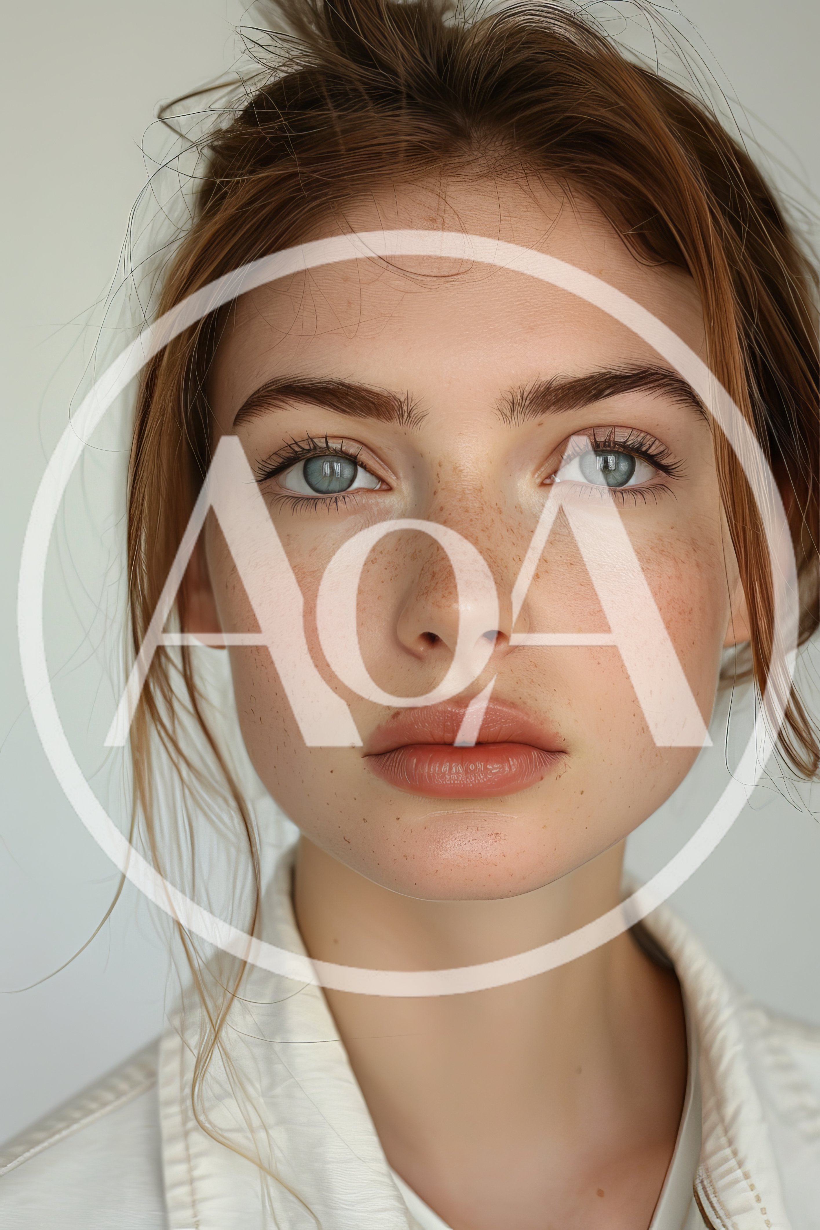 Portrait Of A Young Woman With Freckles