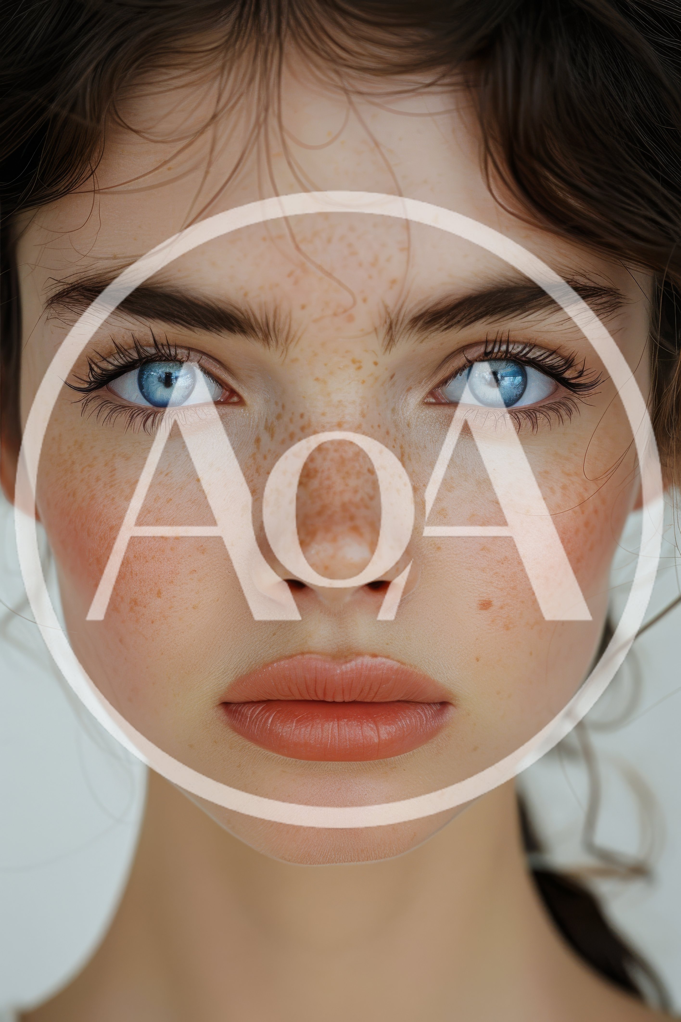 Close Up Portrait Of A Young Woman With Freckles