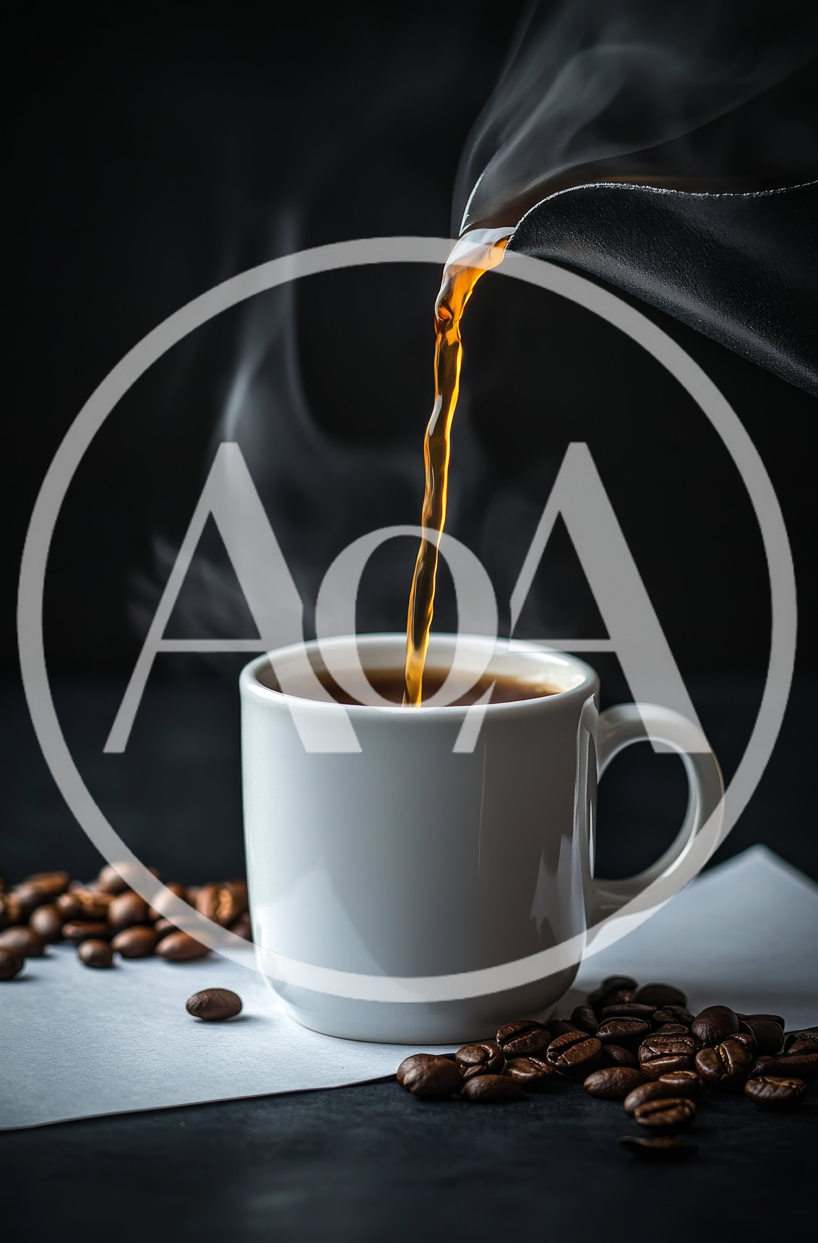 Pouring Hot Coffee Into A White Ceramic Mug