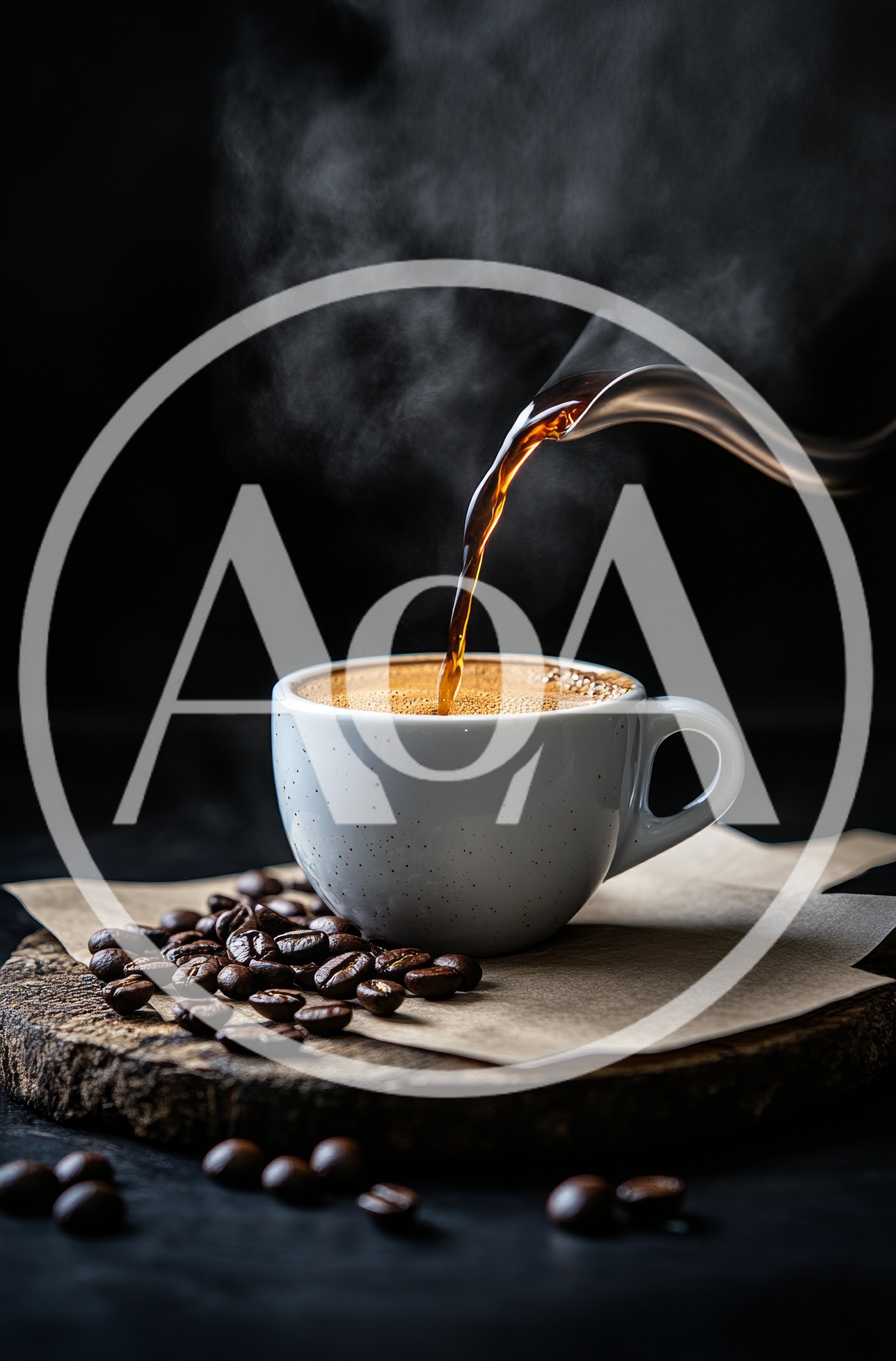 Pouring Hot Coffee Into A Ceramic Cup