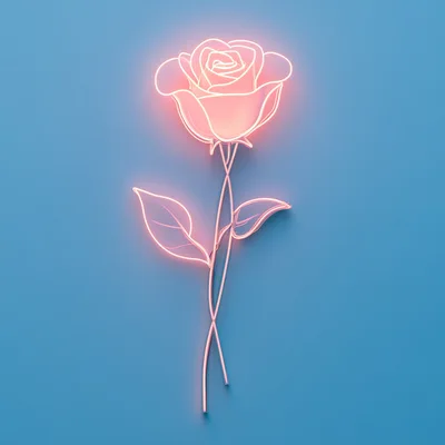 Glowing Neon Rose Flower Illustration