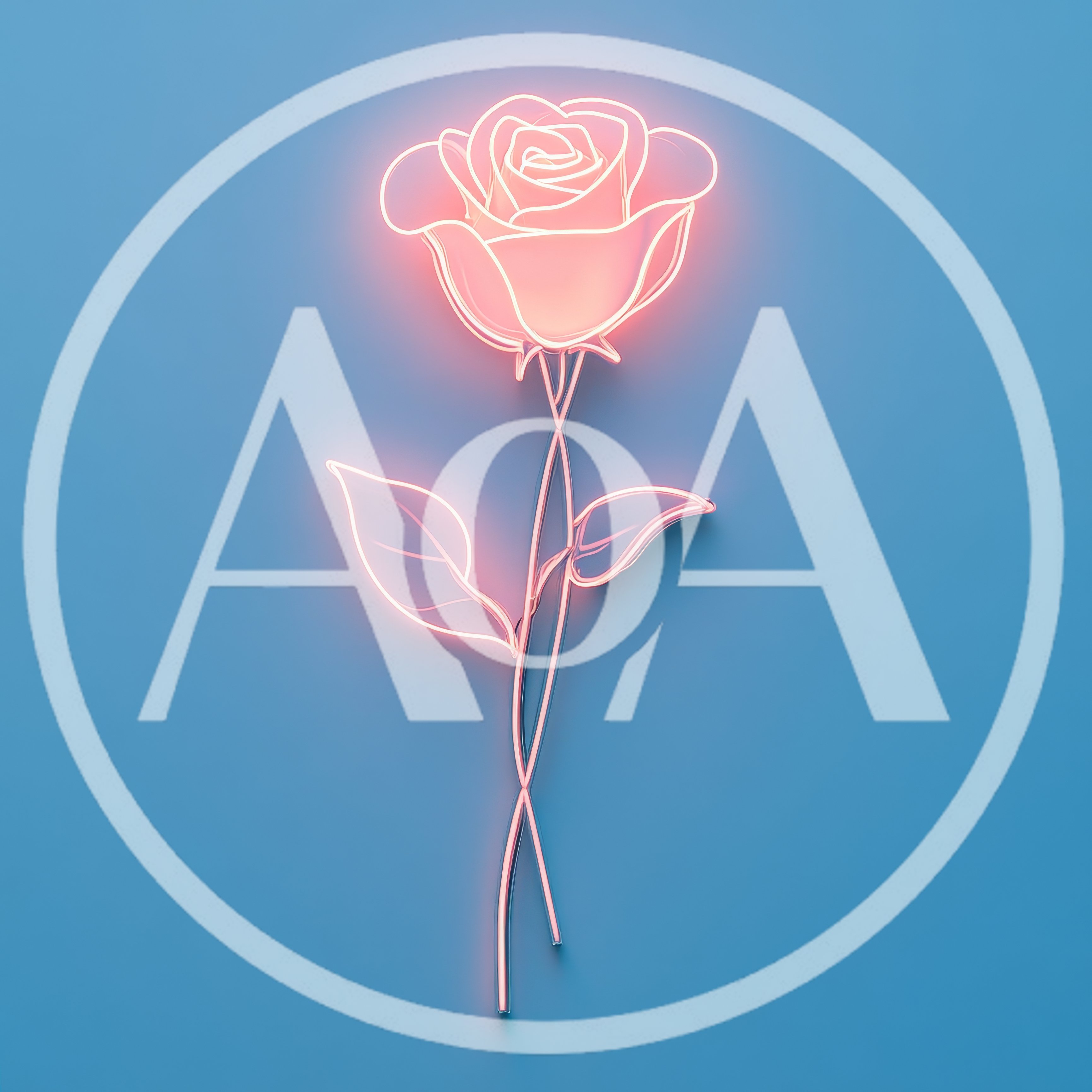 Glowing Neon Rose Flower Illustration