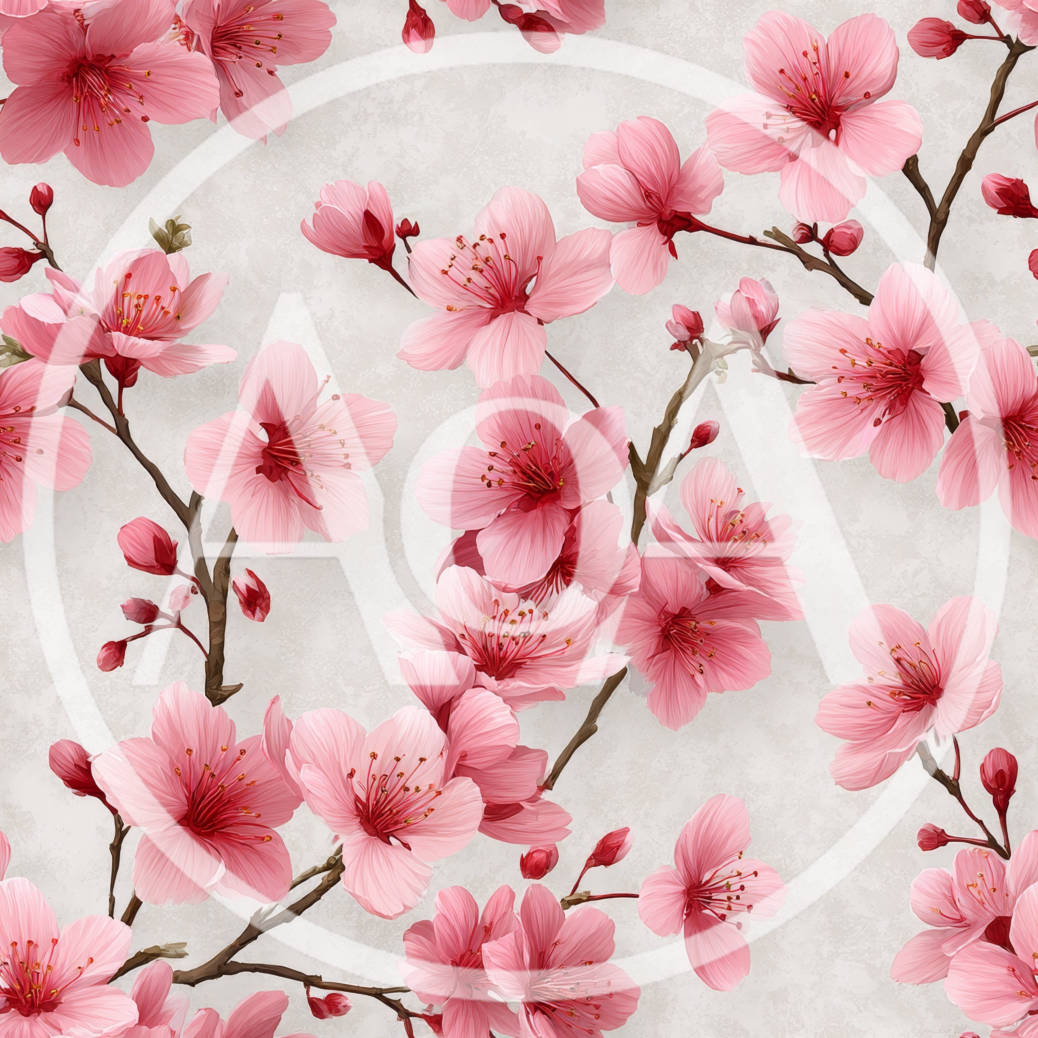 Seamless Pattern Of Pink Cherry Blossom Flowers