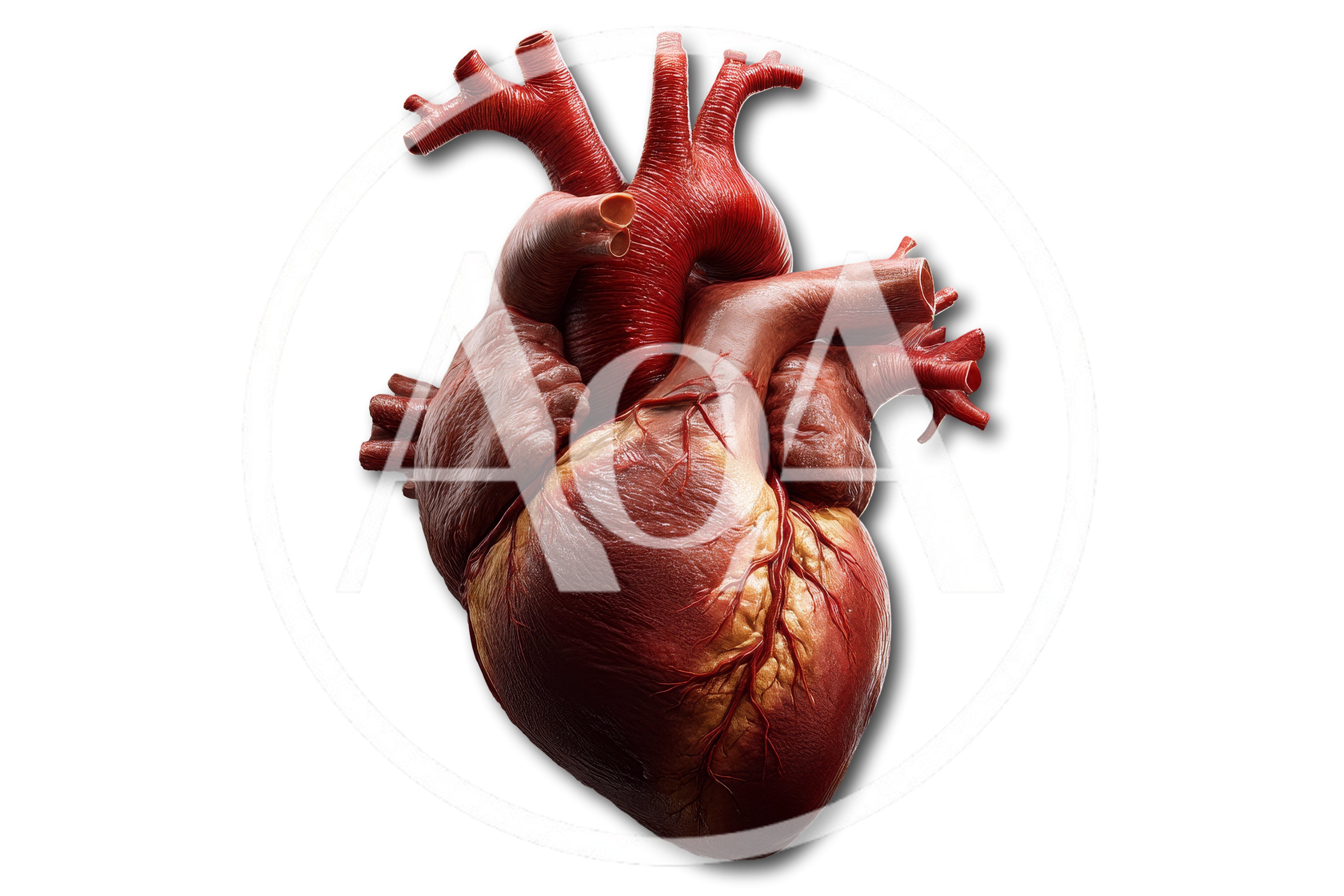 Anatomically Detailed Human Heart Isolated On White Background