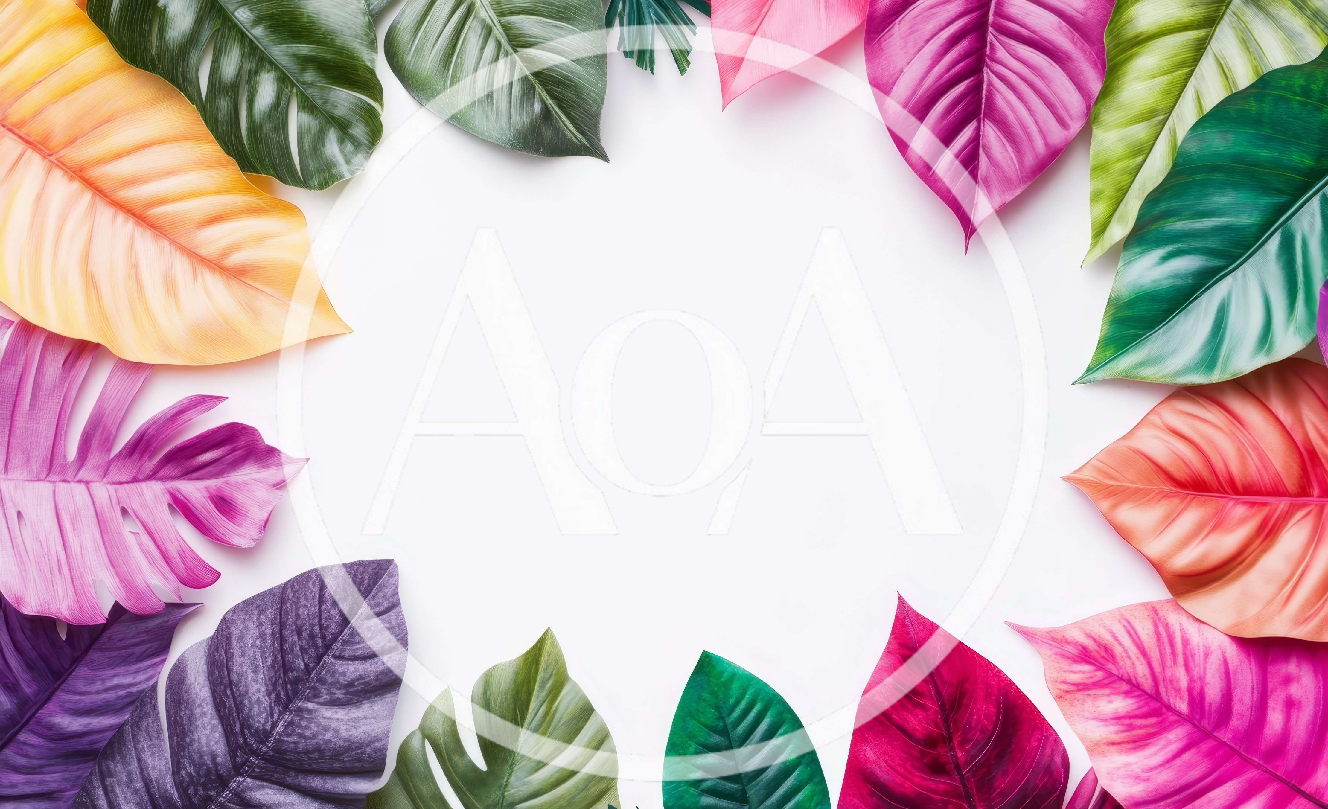 Colorful Tropical Leaves Arranged In A Circular Frame