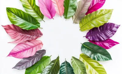 Colorful Tropical Leaves Arranged In A Circular Frame