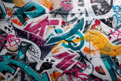Vibrant Urban Graffiti Art Mural On Concrete Wall