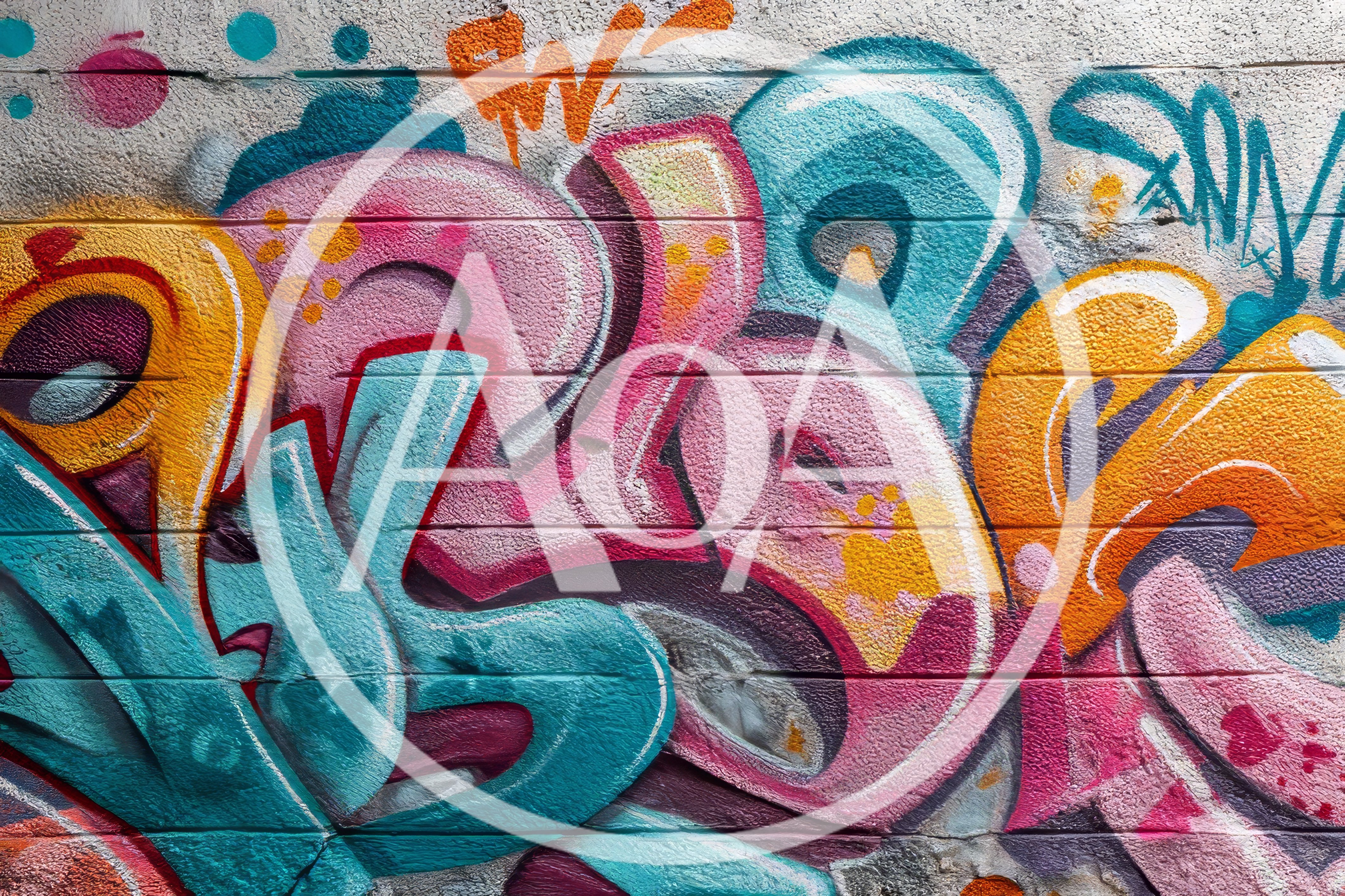Vibrant Colorful Graffiti Art On A Brick Wall