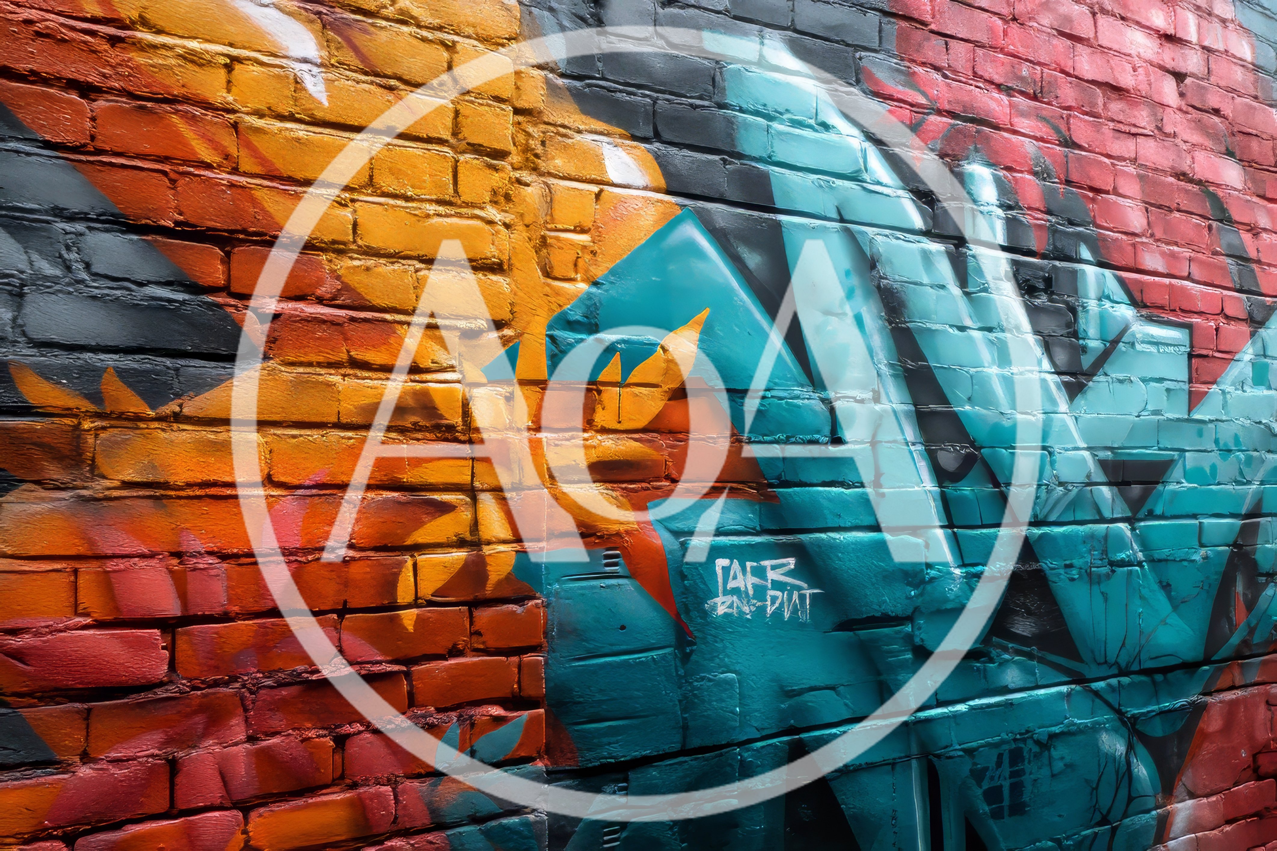 Vibrant Abstract Graffiti Mural On Brick Wall