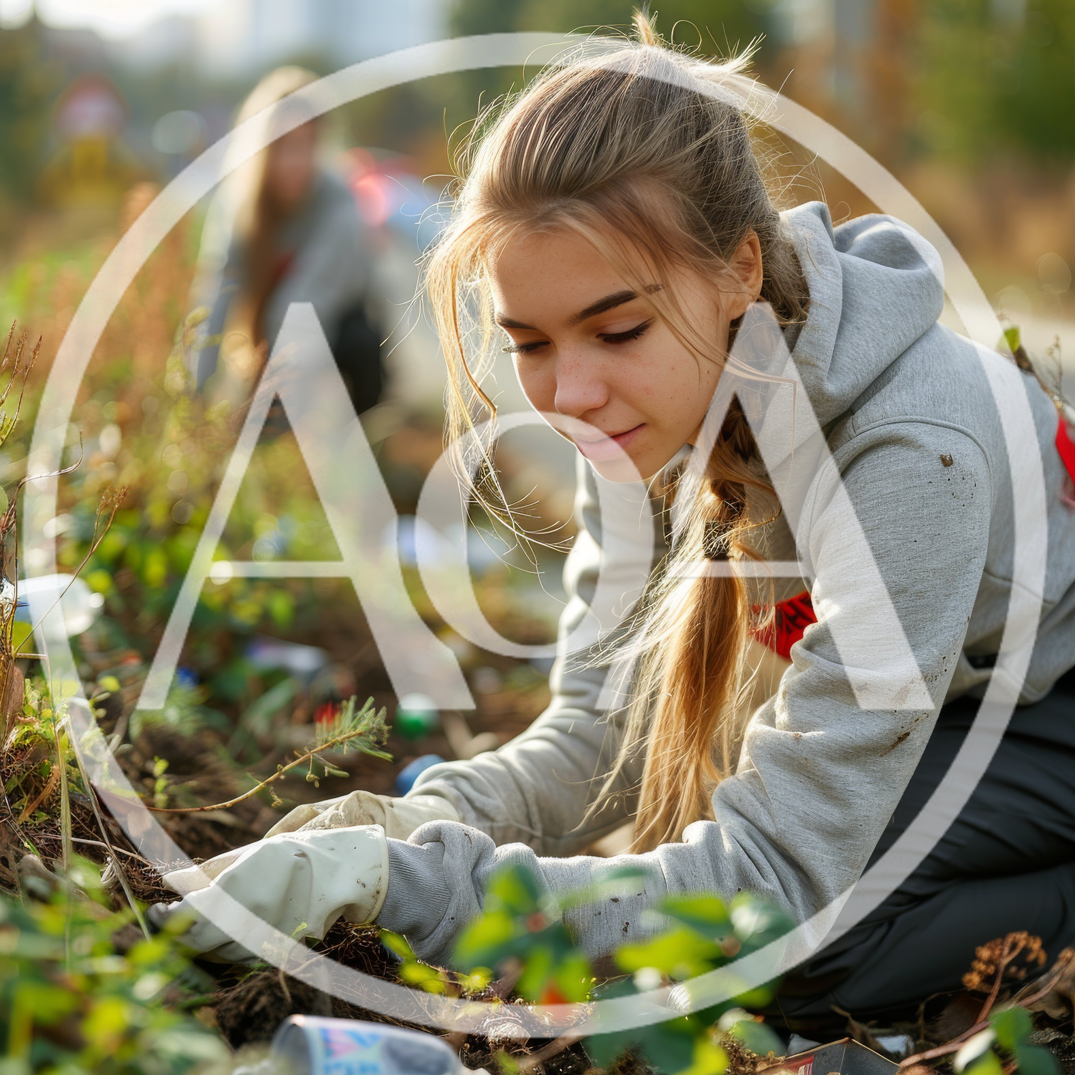 Young Female Volunteer Cleaning Litter In A Park