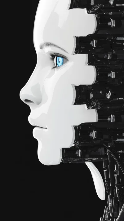 Profile View Of A Futuristic Android Humanoid Face