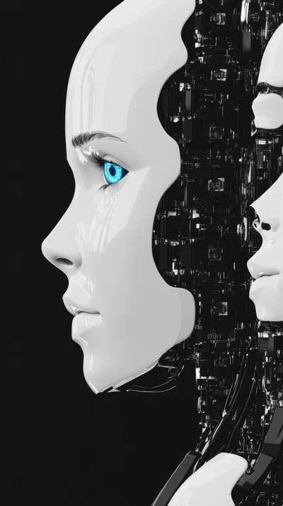 Profile View Of A Futuristic Android Robot Head