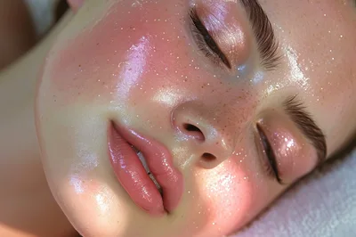 Close Up Portrait Of A Woman With Glowing Skin