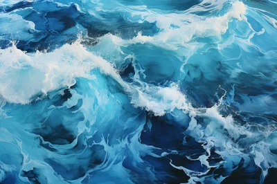 Aerial View Of Turbulent Blue Ocean Waves