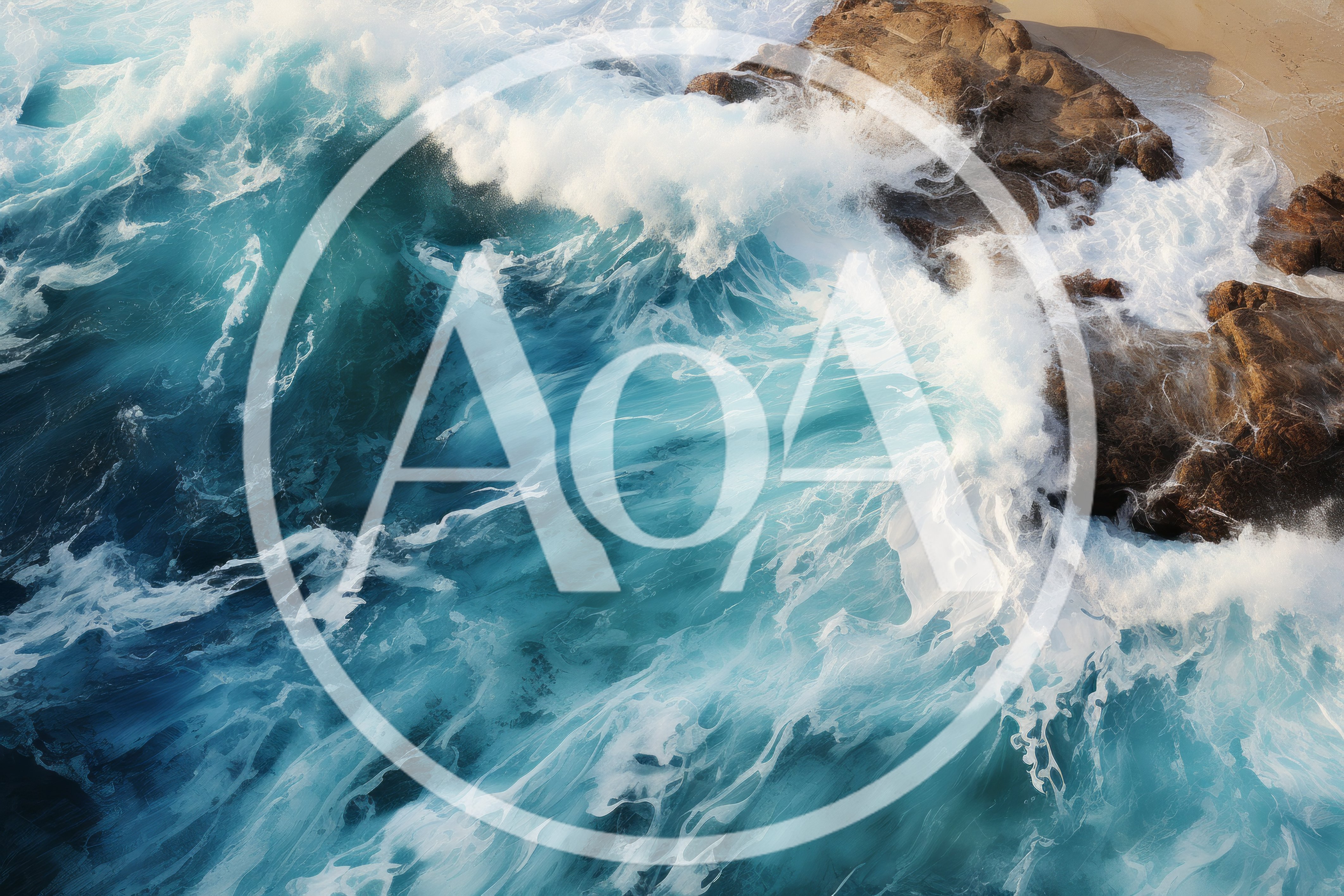 Aerial View Of Ocean Waves Crashing Against Rocky Shore