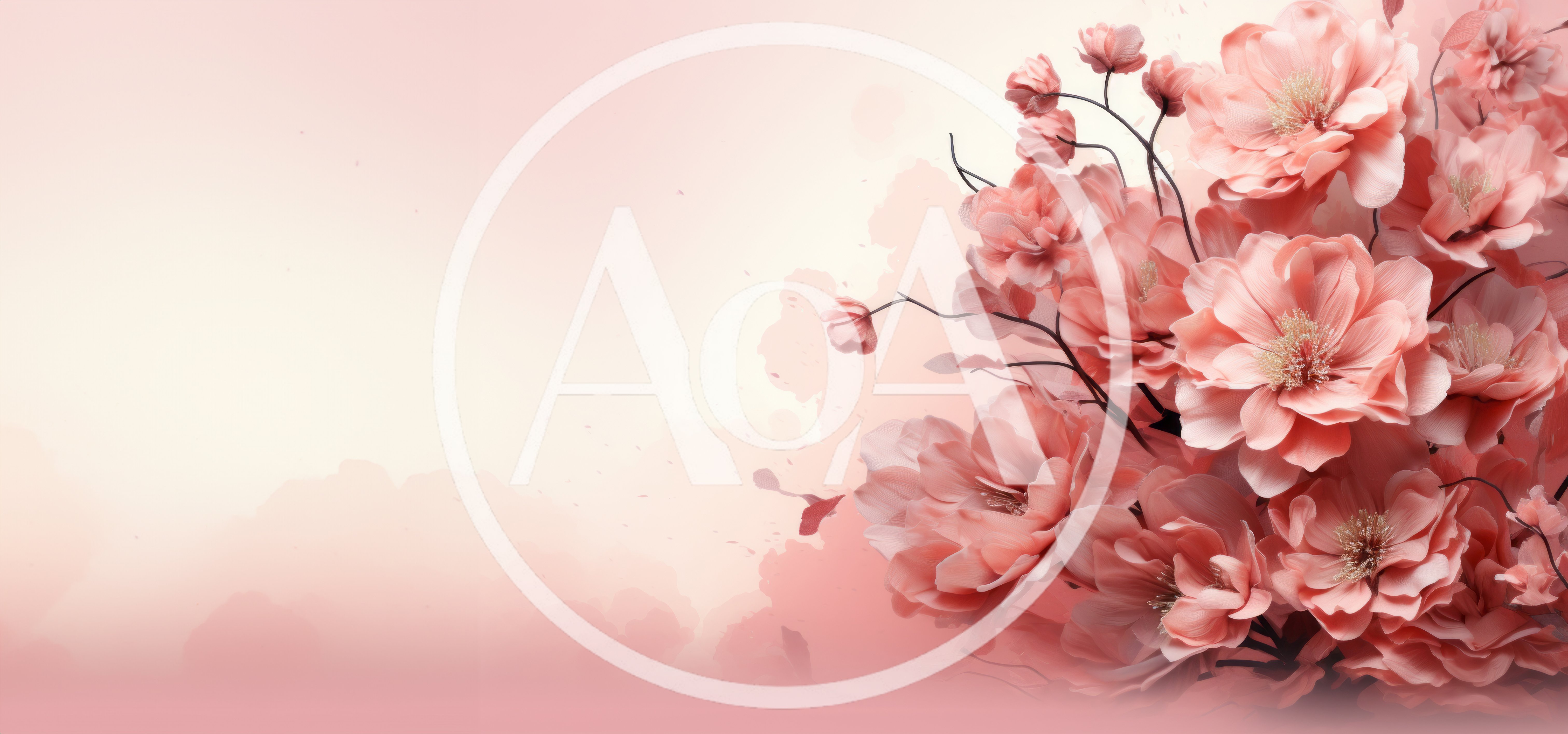 Soft Pink Floral Arrangement on Watercolor Background