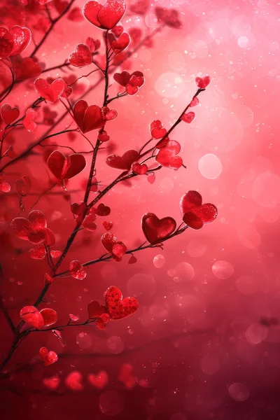 Red Heart Shaped Leaves On Tree Branches