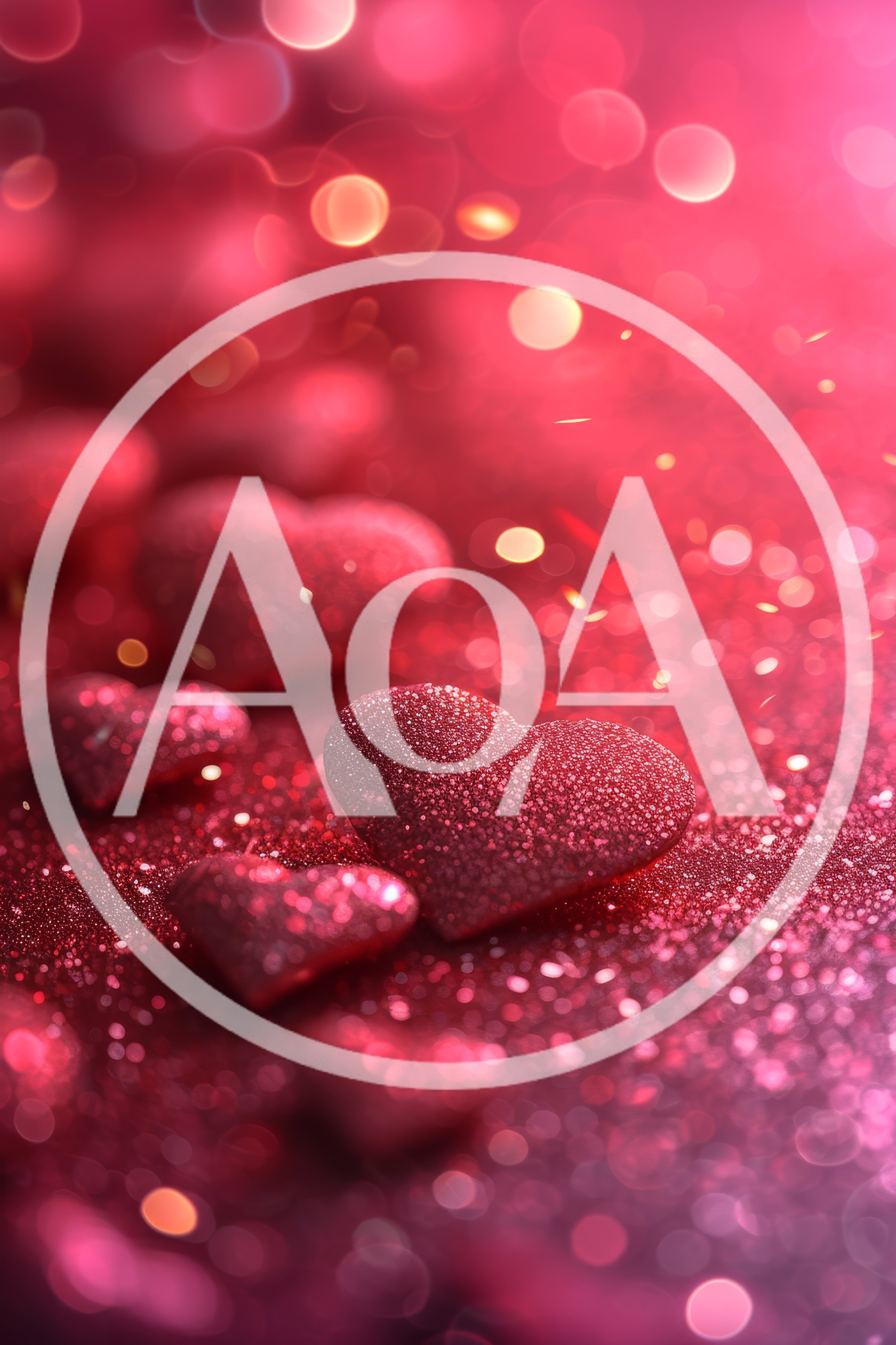 Sparkling Red Hearts On Glittering Background