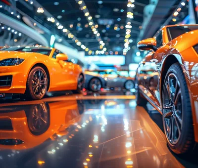 Luxury Sports Cars Displayed In Modern Showroom