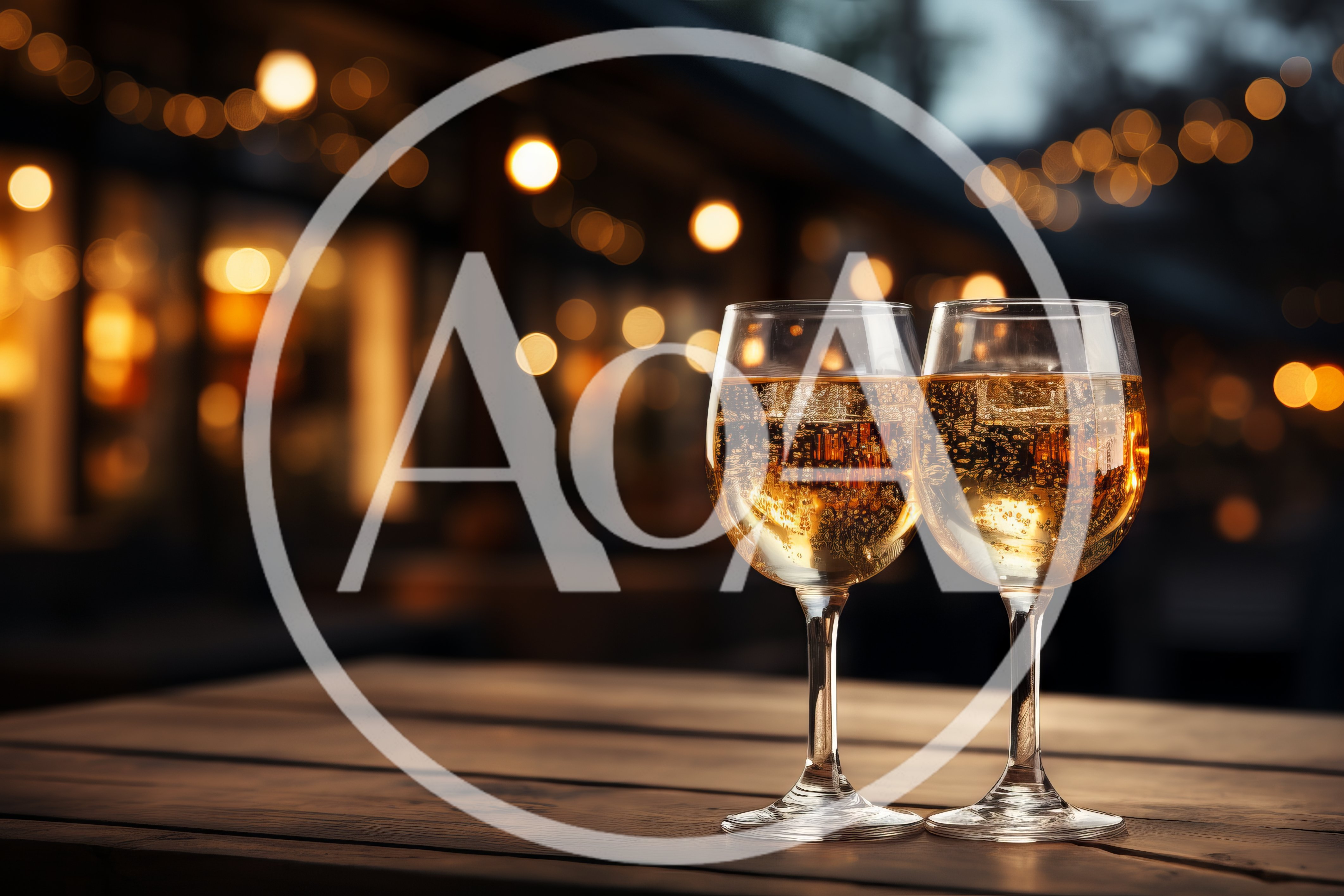Two Glasses Of Sparkling Wine On A Wooden Table