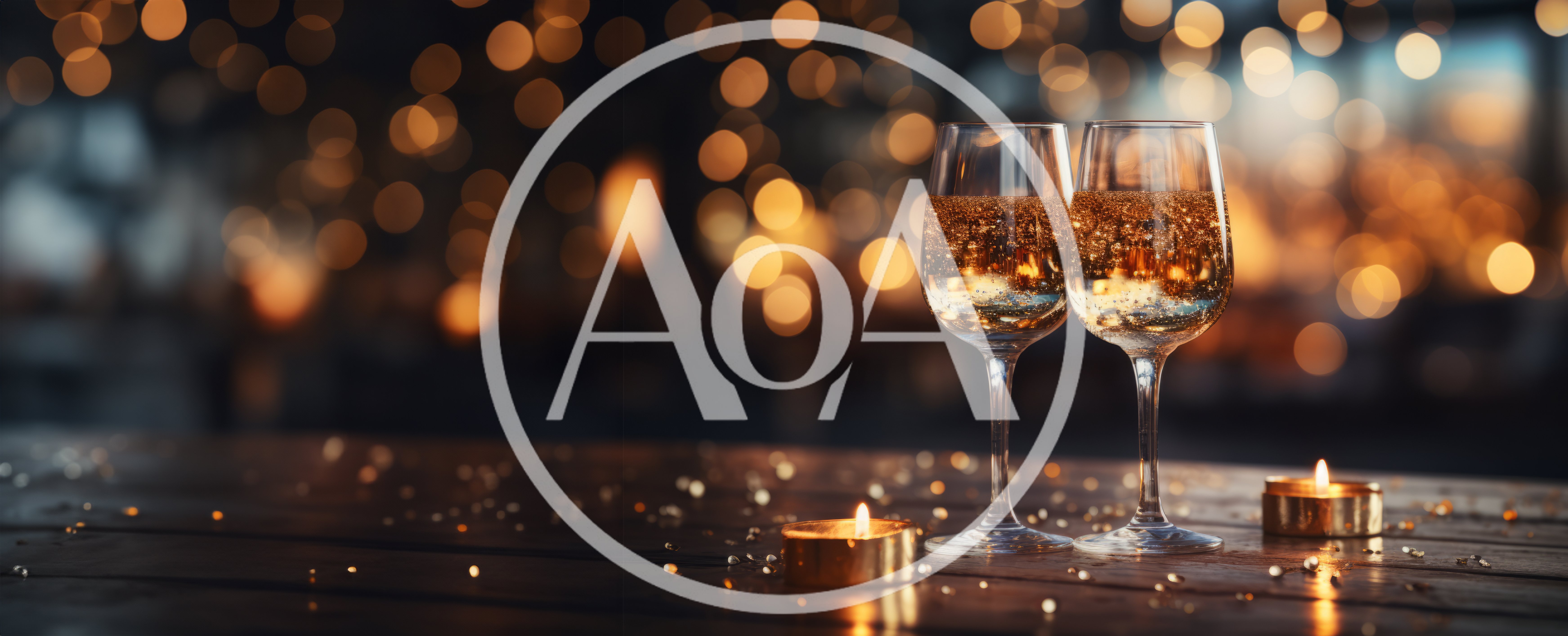 Two Wine Glasses With Sparkling Champagne And Candles