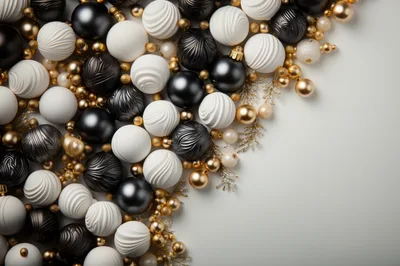 Elegant Black And White Christmas Ornaments Background