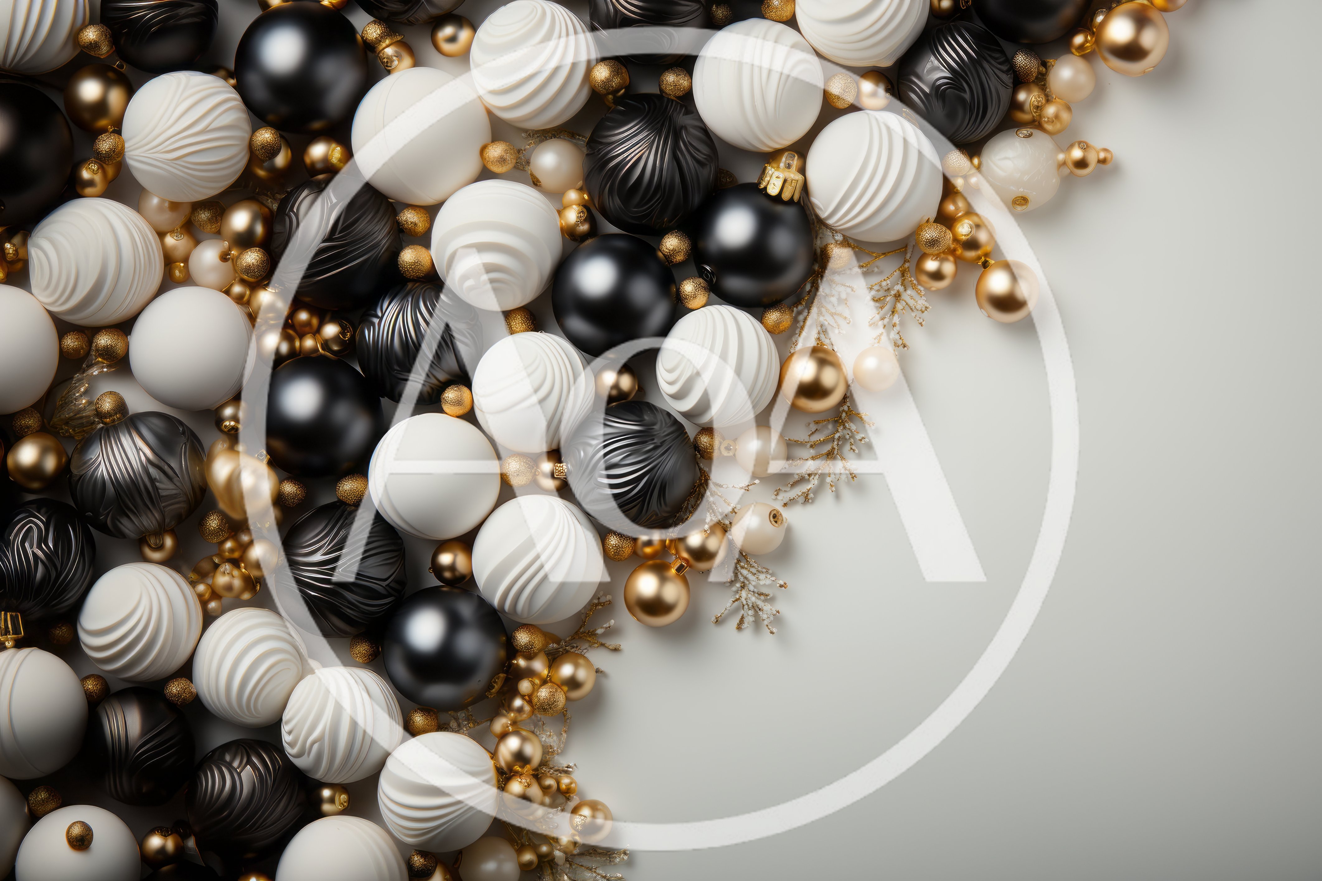 Elegant Black And White Christmas Ornaments Background