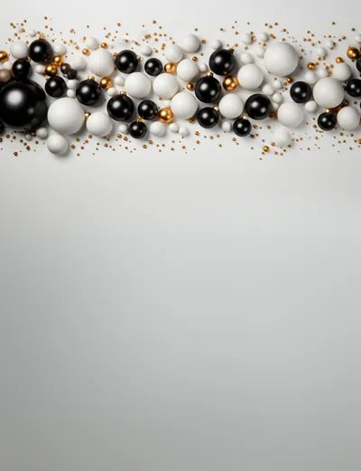 Christmas Ornaments Border on White Background