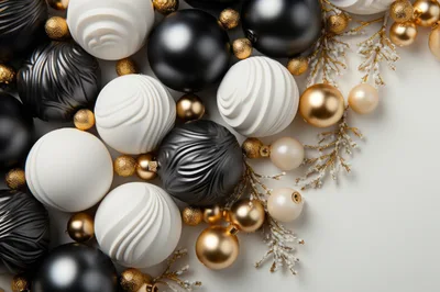 Elegant Black White And Gold Christmas Ornaments