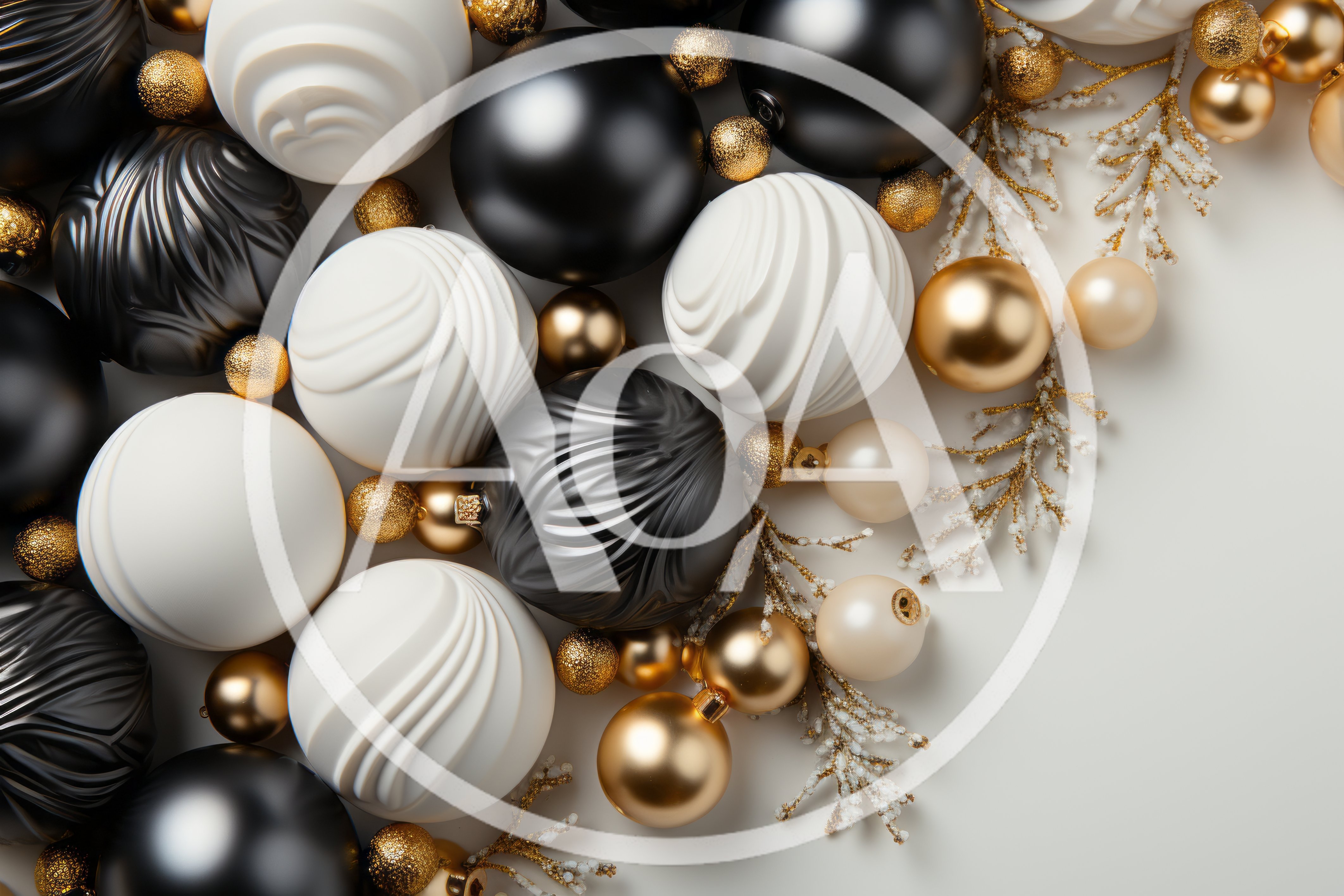 Elegant Black White And Gold Christmas Ornaments