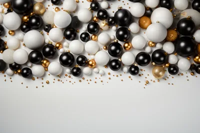 Black White and Gold Christmas Ornaments Background