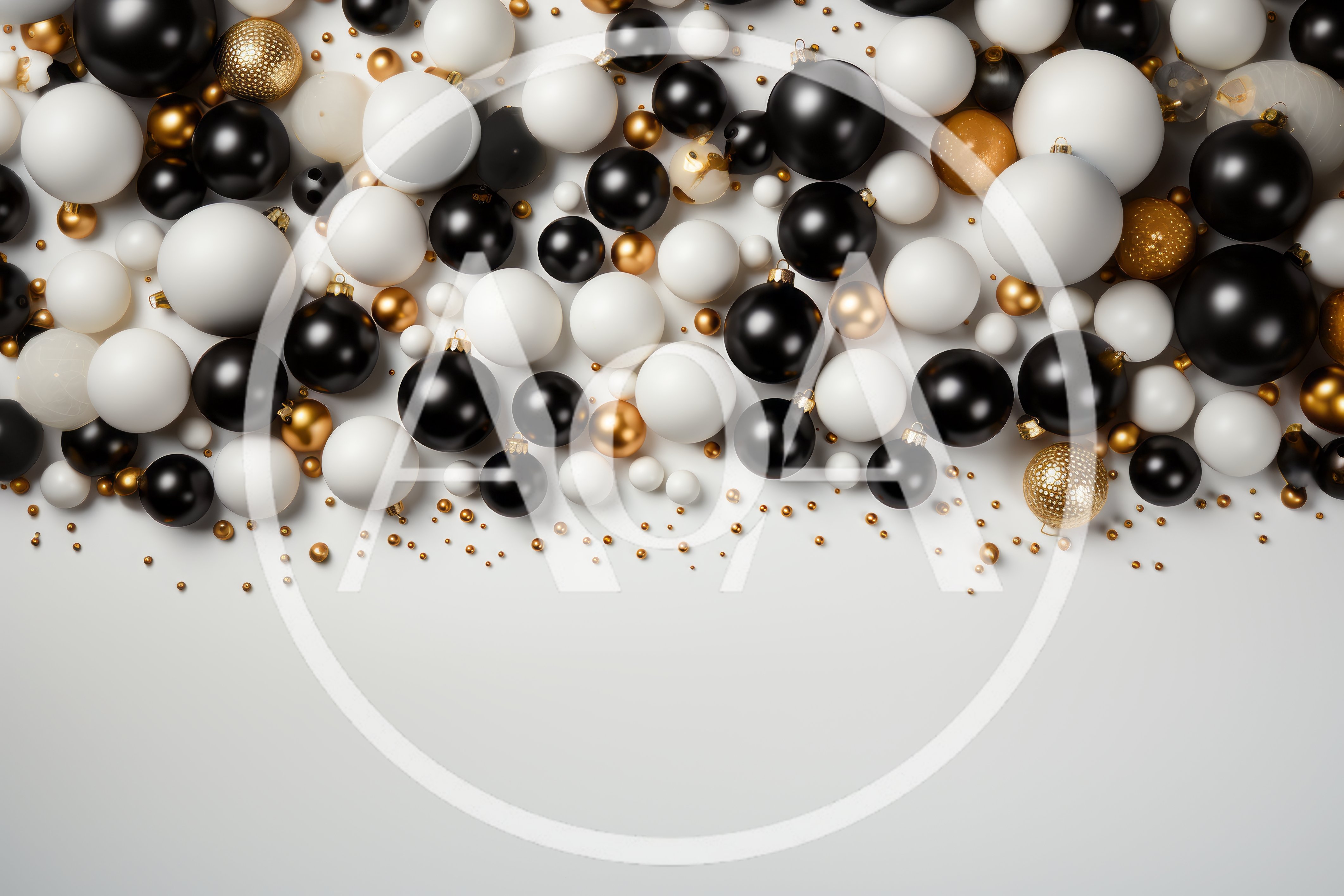 Black White and Gold Christmas Ornaments Background
